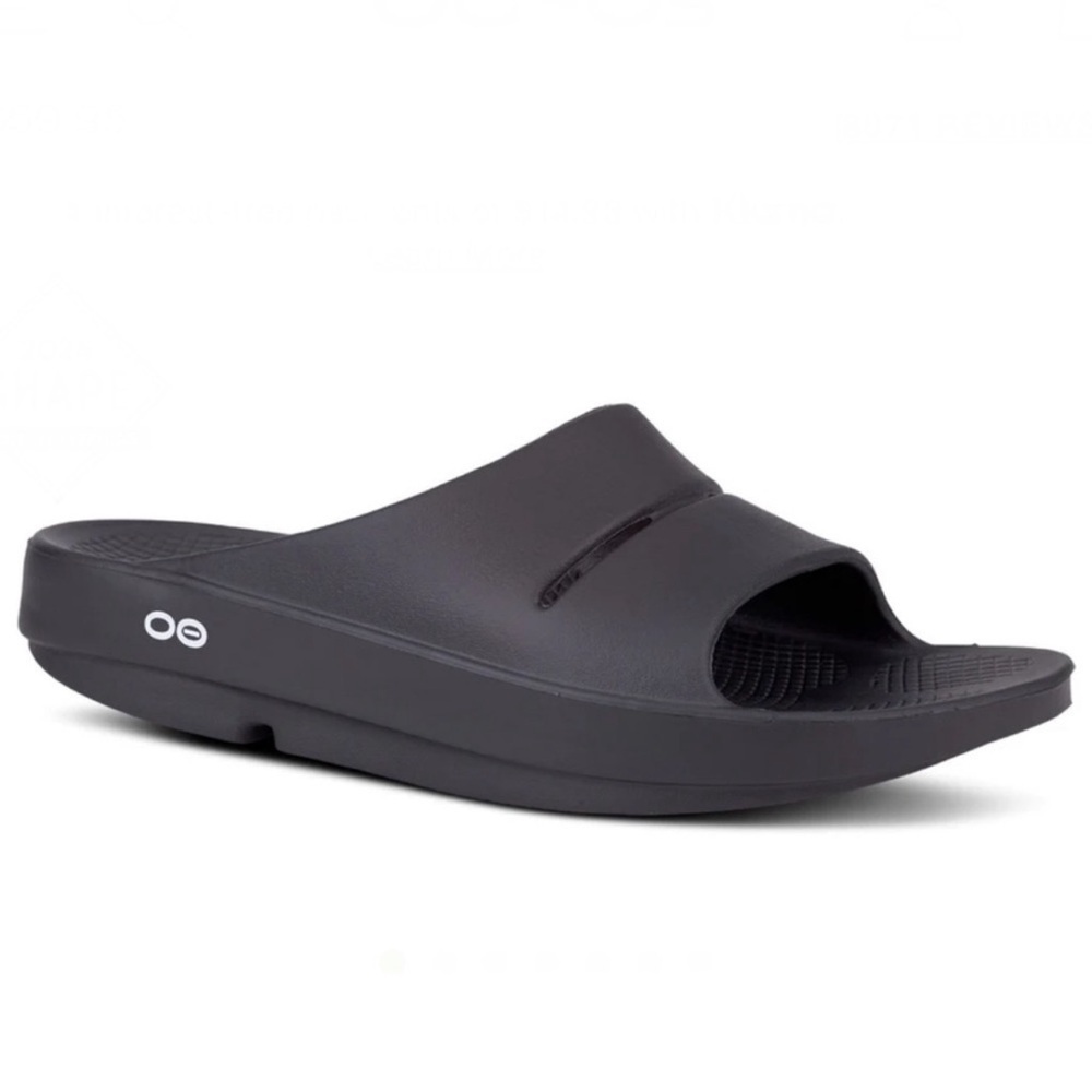 Oofos OOahh Slide Sandal in Black size Women's 11 or Men's 9